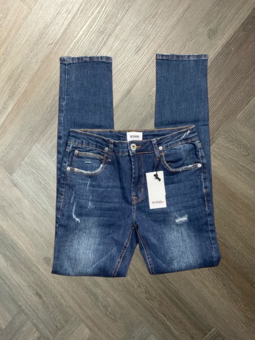 NWT Hudson Jude Original‎ Skinny Distressed Denim Jeans Kids Boys 14 Dark Wash